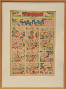 Framed Original 1940 Colour Sunbeams Ginger Meggs Comic Strip suppliment to 'The