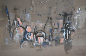 John Latham Waterhouse (1933 - ) Large framed Oil Painting - Untitled Abstract -