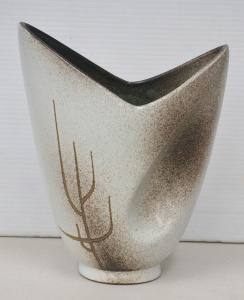Mid Century Australian Pottery Ellis Vase with Incised Wheat motif signed to bas