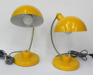 Lot 001 - Pair of Retro Styled yellow enamel adjustable Desk Lamps, approx 33cm