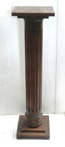 Lot 005 - Vintage oak fluted Doric column form pedestal - 99cm H