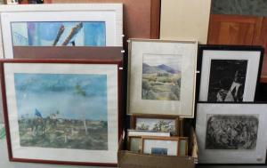 Lot 009 - Large group lot Framed Paintings, prints, frames, etc - Large signed H