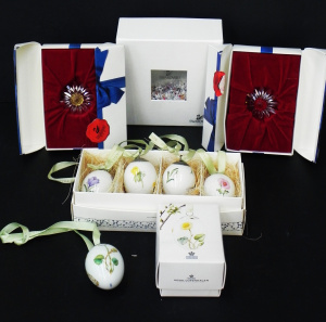 Lot 027 - Group lot Decorations inc Royal Copenhagen Egg Tree decorations, 2 x B