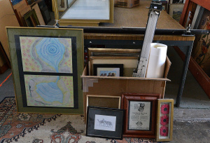 Lot 032 - Mixed Group lot inc Box Framed Pictures & Prints & 2 x Draftsm