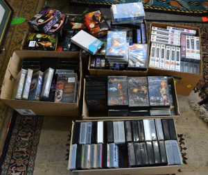 Lot 045 - 6 x Boxes of Assorted VHS Movies & TV Shows incl Buffy, Stargate,