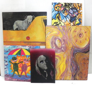 Lot 049 - 5 x unframed Kerri Stokes (active 1970s-1990s) paintings inc portrait