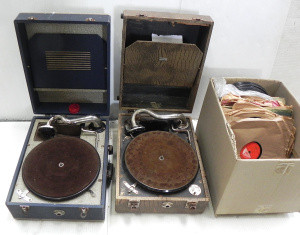 Lot 056 - Group Lot of Vintage Items inc 2 x portable cased gramophones, inc one