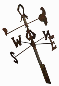 Lot 059 - Vintage metal weathervane with corner mounting bracket - 79cm H