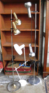 Lot 061 - Group lot of Retro Floor lamps inc, chrome Oslo (all af)