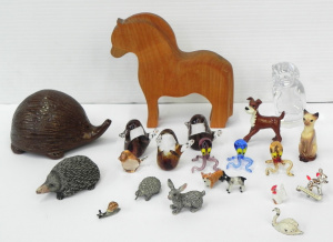 Lot 088 - Group lot Animal Figures inc Aust Pottery signed Echidna, Ceramic dogs