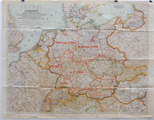 Lot 093 - Large Unframed 1944 National Geographic Reference Map of Germany and i