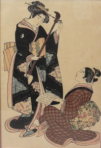 Lot 098 - After Kitao Shigemasa (1739 - 1820) Framed Japanese Woodblock print -