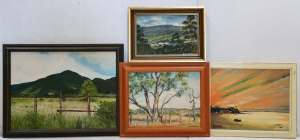 Lot 119 - 4 x Framed Australian Oil Paintings - Judy Cannon 'Fenceline' 37x50cm,