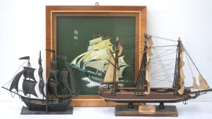 Lot 126 - Group Lot of Sailing ships items inc, metal bookends (glued together),