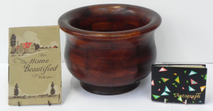 Lot 128 - 3 pces inc Vintage Wooden Jardiniere, The Home Beautified with Wallpap
