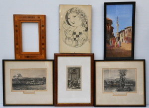 Lot 129 - Group of pictures inc mounted & glazed Bjorn Wiinblad print (27cm