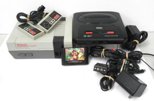 Lot 140 - 2 x retro gaming consoles inc Nintendo Entertainment System w 2 x cont