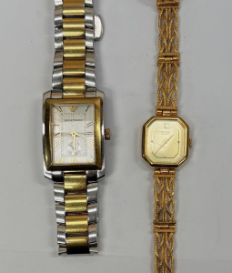 Lot 164 - 2 x ladies Watches -Emporio Armani AR 5724 Seiko quartz tank 1400-8280