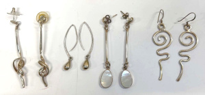 Lot 168 - 4 x prs vintage silver long drop earrings