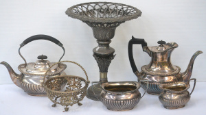 Lot 175 - Group of vintage EPNS inc D & A tea service, handled bowl mount ft