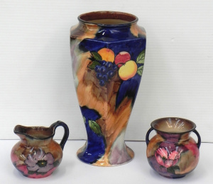 Lot 206 - 3 pieces of vintage H & K Tunstall ceramics inc hexagonal vase (25