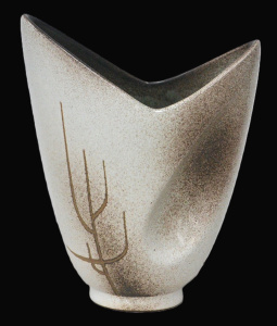 Lot 211 - Mid Century Australian Pottery Ellis Vase with Incised Wheat motif sig