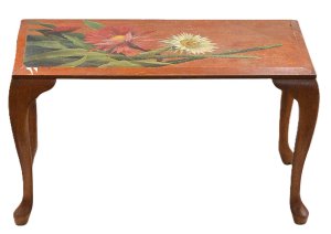 Lot 004 - c1920s Pine side table with flowing cactus decoration, cabriole legs -