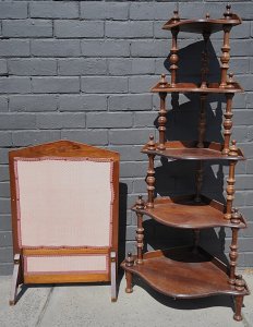 Lot 007 - 2 pces Vintage Occasional Furniture inc Five tier corner Whatnot 135