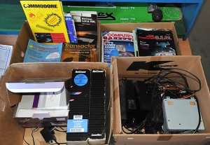 Lot 015 - 4 x Boxes Vintage & Modern Computer items inc Heaps Magazines - Th