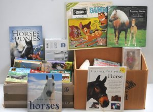 Lot 024 - Mixed group 2 boxes inc horses themed fiction and non-fiction books, v