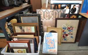 Lot 041 - Large group lot of framed and mounted pictures inc posters (ACDC, Mich