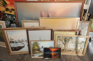 Lot 058 - Group Lot of Assorted Prints & Pictures incl Hans Heysen Print, La