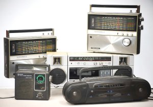 Lot 063 - Group of vintage portable radios and cassette decks inc National RX-C3