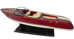 Lot 071 - Large wooden scale model of a Speed Boat with stand 86 cms L