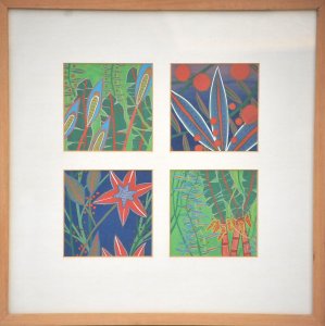 Lot 110 - Greg Mallyon (1954 - ) Framed set of 4 x Gouaches - Floral Studies - e