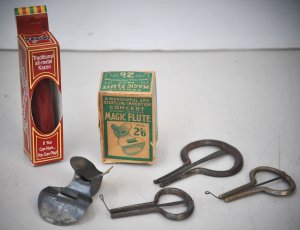 Lot 134 - Group Vintage Musical items inc Boxed Magic Flute, Boxed Kazoo & 3