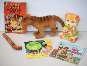 Lot 166 - Group lot Vintage Toys inc 1960s Dreamland Squeaky Puppy Dog (working)