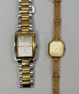 Lot 171 - 2 x ladies Watches -Emporio Armani AR 5724 Seiko quartz tank 1400-8280