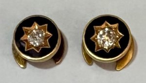 Lot 178 - Pr vintage 9ct gold Studs set with approx 256 ct Diamonds in gold star