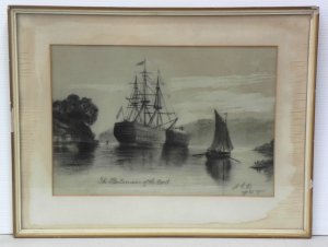 Lot 191 - Artist Unknown Framed c1905 Charcoal Drawing - The Britannian of the D