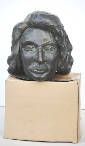 Artist Unknown Vintage heavy Bronze Bust of a Lady - signed w Initials 'g M', to