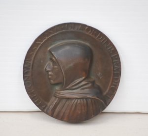 Bronze portrait medallion Girolamo Savonarola (1452-1498) Preacher