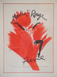 Lot 002 - Large framed Reprinted Colour Lithograph - Moulin Rouge 'Feerie' Revue