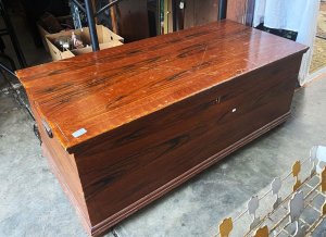 Lot 047 - Hand Painted Simulated Wood Grain Trunk w Handles to Both Sides - Appr