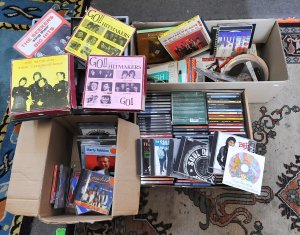 Lot 052 - 4 x Boxes of CDs, Reel To Reel Tapes & more incl Comedy CDs, Count