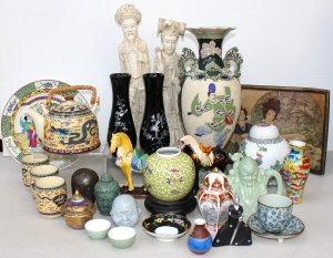 Lot 073 - Large Group of Oriental inc Ginger Jars, Vases, Tang style horses, Cab