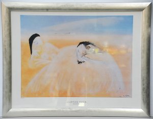 Lot 093 - Large framed Clifton Pugh Colour print - Leda & The Emu - 50x68cm