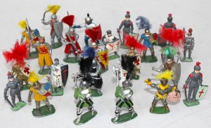 Lot 104 - Group vintage Toy Lead Soldiers & Knights - Hand Painted inc Cheri
