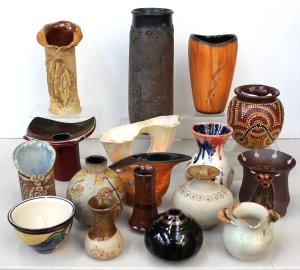 Lot 114 - Group lot of Australian Pottery inc Harry White Vase & Jug with ab