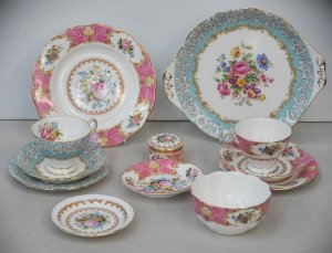 Lot 133 - Group lot Royal Albert China inc Lady Carlyle Trio, Cake Plate, Jam Di